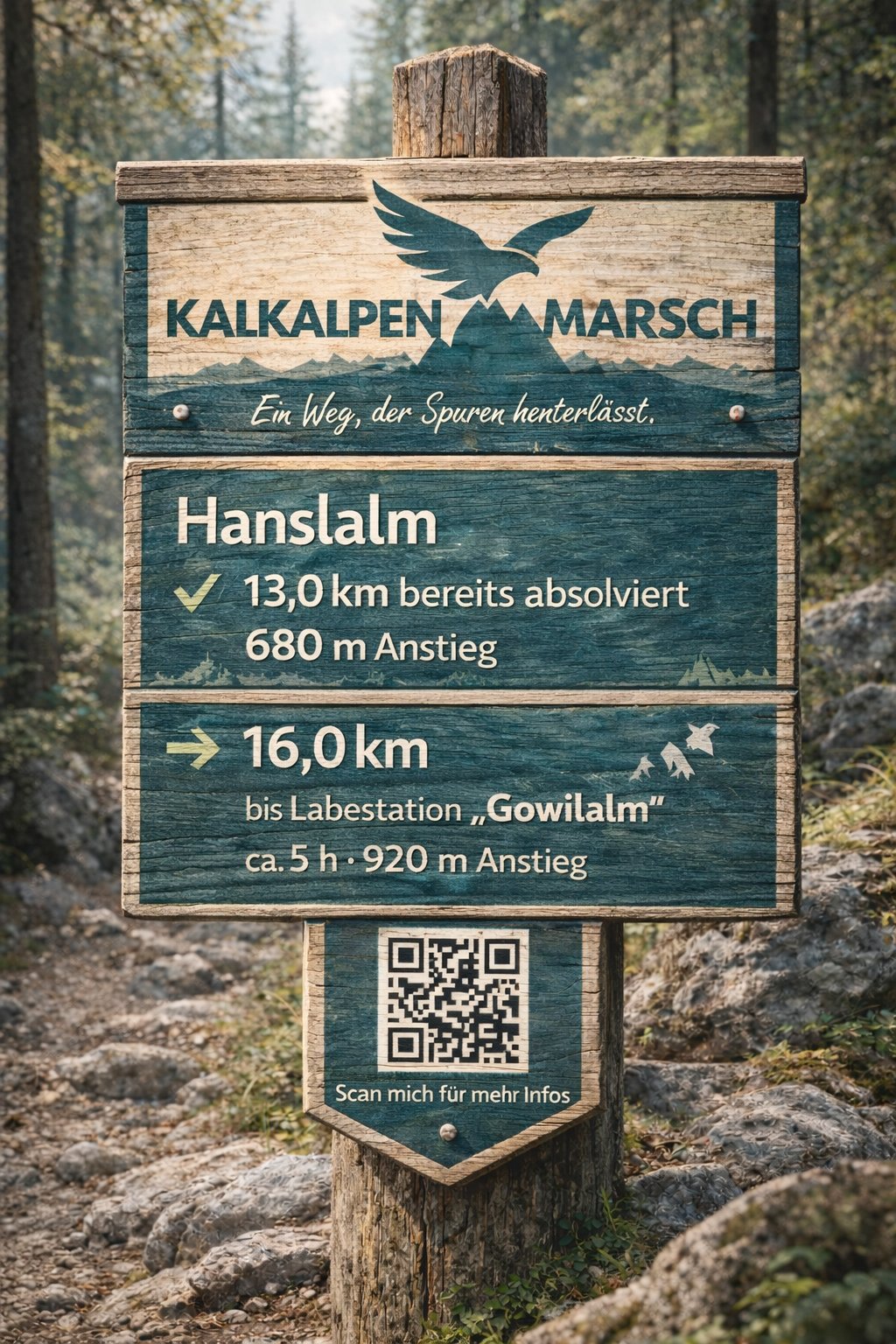Beispielhafter Wegweiser KalkAlpen Marsch